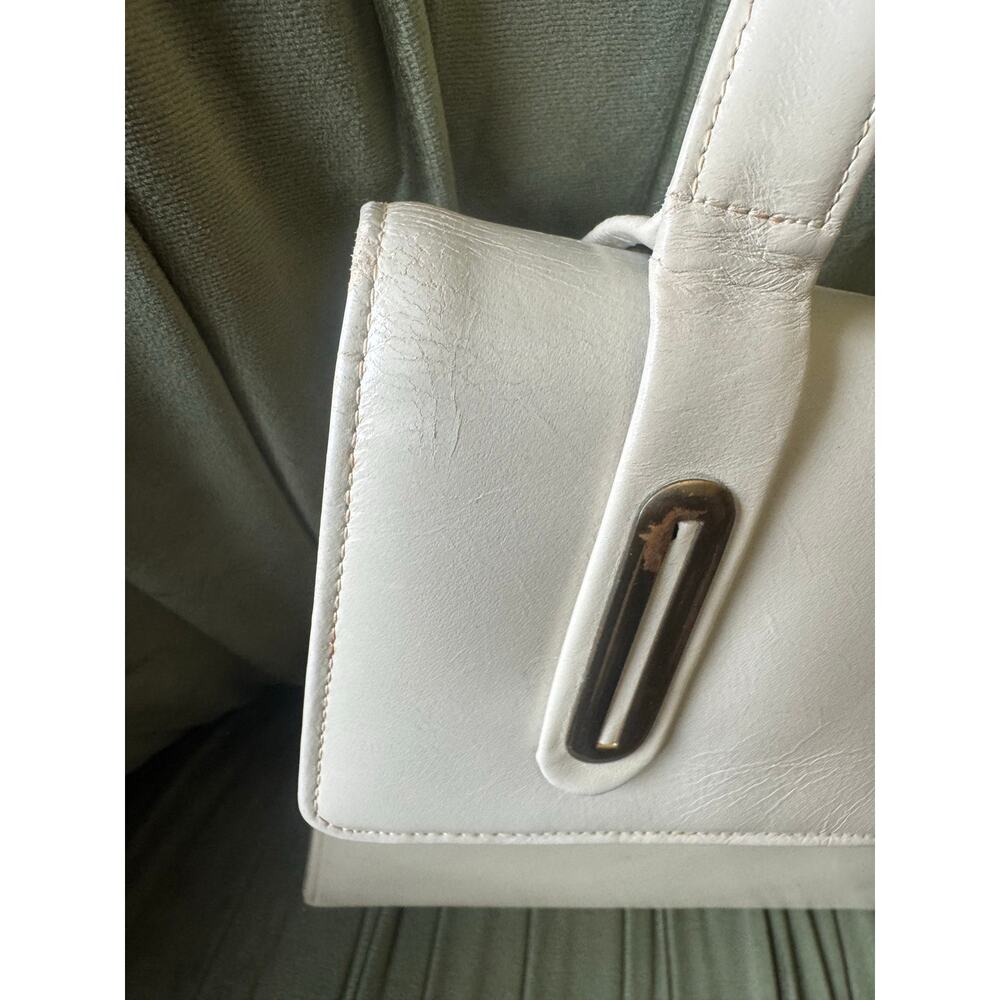 Vintage Duchess Cream Leather Top Handle Handbag 50s 60s - Picture 11 of 14